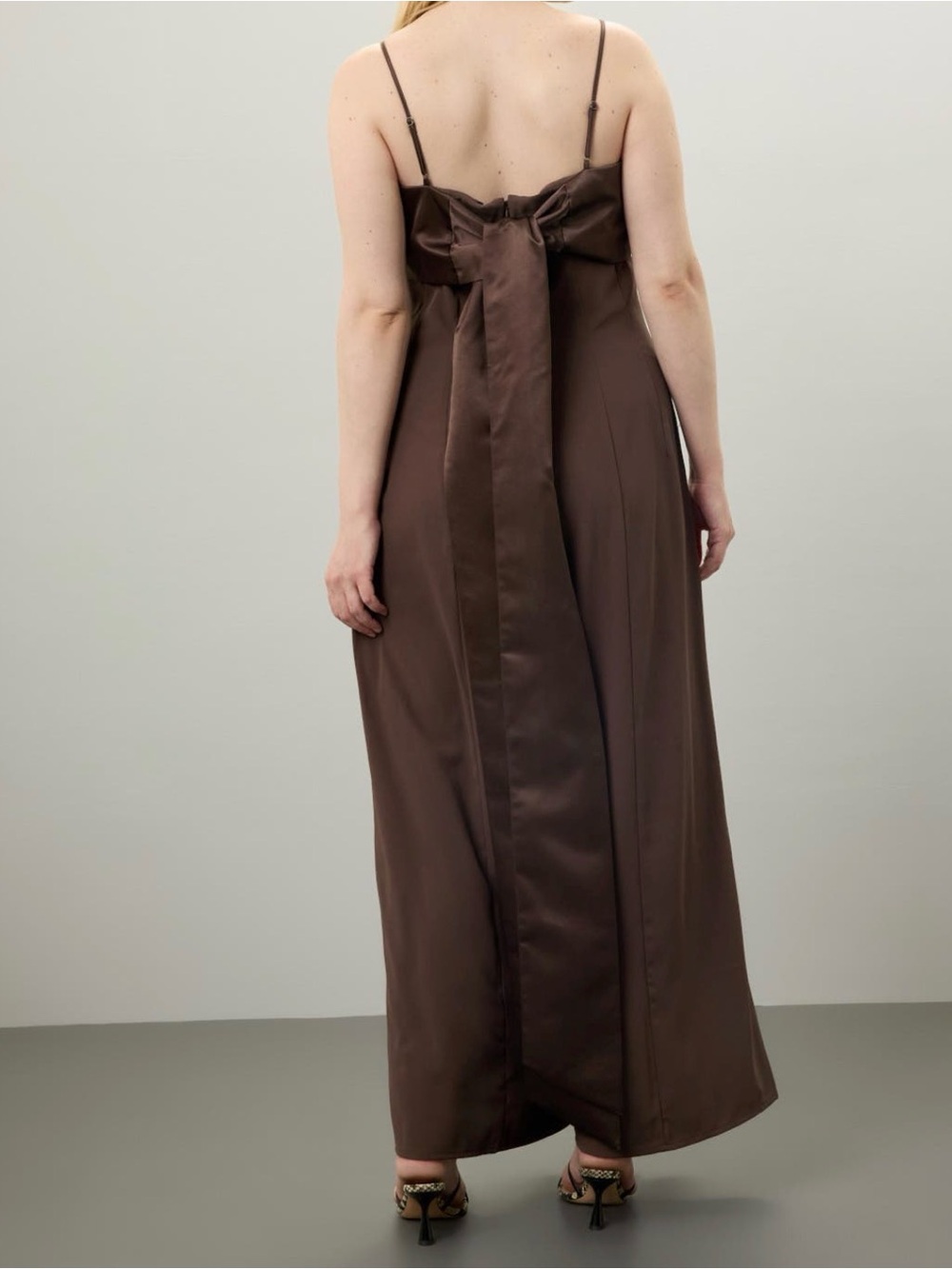 Adam Lippes Chocolate Brown Wide-Leg Spaghetti-Strap Jumpsuit - Picture 2 of 8